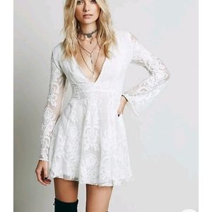 Free People Reign Over Me White Lace Mini Dress Rare HTF size 8